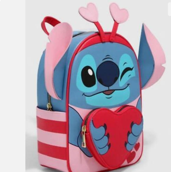❤️ Her Universe Disney Lilo & Stitch Lovebug Valentines Mini Backpack NWT - Picture 4 of 11